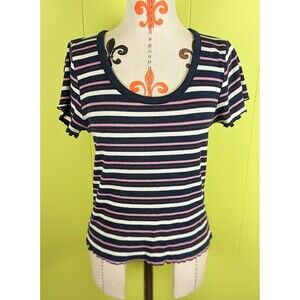 Abercrombie & Fitch Womens Jr XL Striped Short Sleeve Crop Top Tee Stretch